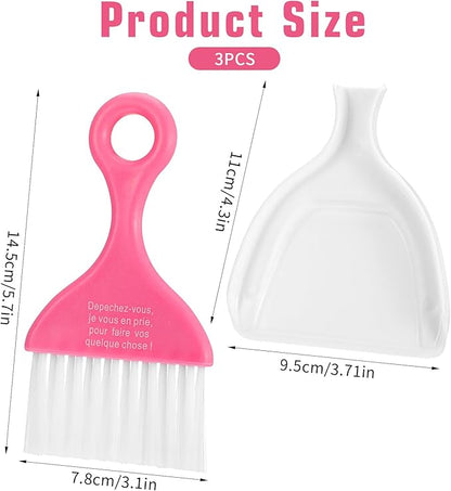 3 Pcs Mini Broom and Dustpan Set, Compact Cleaning Sweep, Mini Broom and Brush Set for Table Desk Car Keyboard Countertop