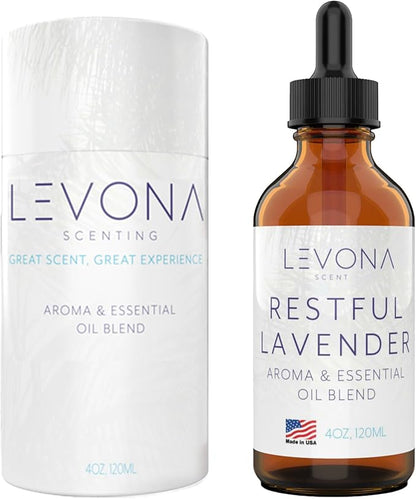 Levona Scent Essential Oils - Scents for Home, Hotel & Office Use - Perfect for Home Diffuser & Humidifiers - Aroma Fragrance Oil, Ideal for Massage, Relaxation, and Spa - Restful Lavender, 120ml