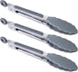 MSY BIGSUNNY Kitchen Food Tongs - 7" Mini Silicone Serving Tongs - Set of 3 (Gray)