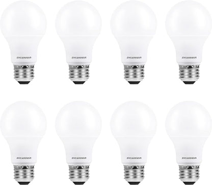 Sylvania ECO LED A19 Light Bulb, 60W Equivalent, Efficient 9W, 7 Year, 750 Lumens, Non-Dimmable, Frosted, 5000K, Daylight - 8 Pack (40883)