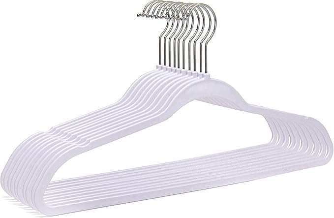 Quality Hangers 160 Pack Non-Velvet Plastic Hangers for Clothes - Heavy Duty Coat Hanger Set - Space-Saving Closet Hangers with Chrome Swivel Hook, Functional Non-Flocked Hangers - Cream White