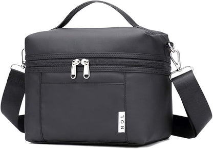 NOL Natural Organic Lifestyle Small Insulated Lunch Bags for Women Cooler Bag Lightweight Nylon Waterproof Lunch Box For Work（Small，Black）