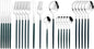 JASHII Flatware Serving Set 24 Piece, Stainless Steel Silverware Set, Green Silver Cutlery Set, Modern Elegant Tableware Set for Party, Christmas, Dinner (Green Silver)