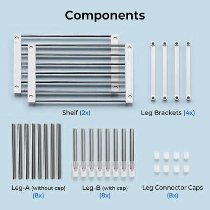 carrotez 2 Pack Expandable Cabinet Organizer, Set of 1 Width & Height-Adjustable Kitchen Cabinet Organizer Shelf, Stackable Kitchen Counter Shelf, 11.8~19.6 x 7.8 x 5.9~9" White