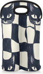 Neoprene Wine Tote, Bottle Carrier Gag Insulating Neoprene Thicker, Insulated Wine Bag for Travel Holds Two Bottles, Bottle Carrier Bags Protect the Bottles, Checkered Cat