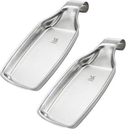 MSY BIGSUNNY Spoon Rest for Stove Top, 304 Stainless Steel Cooking Utensils Spatula Rest for Kitchen Counter, 2 Pack