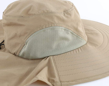 Home Prefer Outdoor UPF50+ Sun Hat Wide Brim Mesh Fishing Hat with Neck Flap