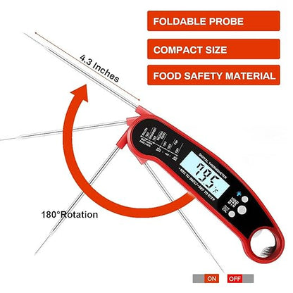 Meat Thermometer Digital for Grill Instant Read Meat Thermometer Waterproof Kitchen Gadgets Essentials Magnetic Probe Thermometer with Backlight and Display