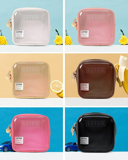 LETGO Clear Makeup Bags - TSA Approved Toiletry Bags with Zipper,Clear Toiletry Bag(Mini Black)