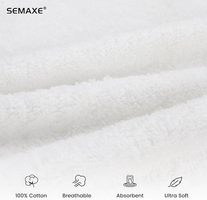 SEMAXE 100% Cotton Hand Towel for Bathroom, White Hand Towels with Hanging Loops, Hotel Spa Quality Absorbent Towels, 27" L x 16" W, 4 Pack Hand Towels, Gift Box Packaging