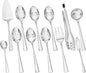 KINGSTONE 12 Piece Serving Utensils Set, 18/10 Stainless Steel Serving Utensils, Slotted Spoon, Fork, Tong, Soup Ladle, Cake Server, Butter Knife and Sugar Spoon for Buffet, Parties, Kitchen