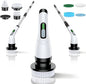 Electric Spin Scrubber - Cordless Bathroom Scrubber with 7 Brush Heads - Dual Speed IPX7 Waterproof Power Scrubber for Heavy-Duty Bathtub, Glass, Tile, and Car Cleaning (White)