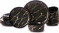 Black Gold Splash Dinnerware Sets, Marble Porcelain Plates and Bowls Sets, Modern Luxury Dish Set for 4, 12 Pieces Fine China Plates Set for Formal Dinners and Anniversaries