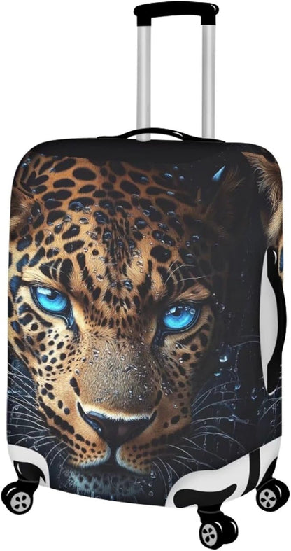 Cool Laopard Luggage Cover Universal Fit 22-25 Inch, Animal Print, Polyester+Spandex, Water Resistant, Spinner Wheels, Stretchable Strap, Travel Accessory - Suitcase Cover
