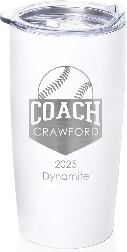 Lifetime Creations Custom Softball Coach Tumbler - Sotfball Coach Gifts for Men, Best Coach, Thank You Coaches, Softball Senior Night Gifts (White 20 Ounce Cup)