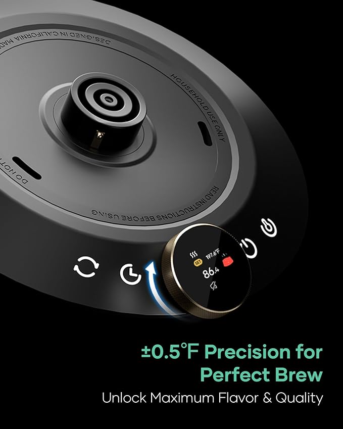 Cocinare FLOW M6 Pro Electric Gooseneck Kettle with Color-Changing Design, ±0.5℉ Temperature Control for Pour-over Coffee & Tea, Stainless Steel Interior, Quick Heating for Boiling Water (Jungle)
