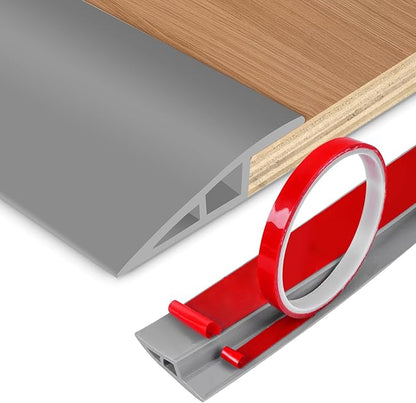 Floor Transition Strip Vinyl Door Threshold Ramp Self Adhesive Carpet Edging Strip Doorway Edge Trim, Overlap Edge Reducer for Laminate Carpet, Floor, Tile (Gray, 1/5" to 2/5", 10Ft)