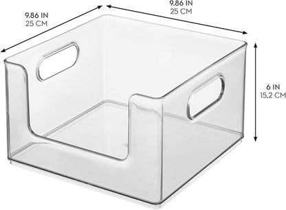 iDesign Stackable Clear Open Front Storage Bin, Easy Access Organizer for Pantry or Cabinet, 2-Pack