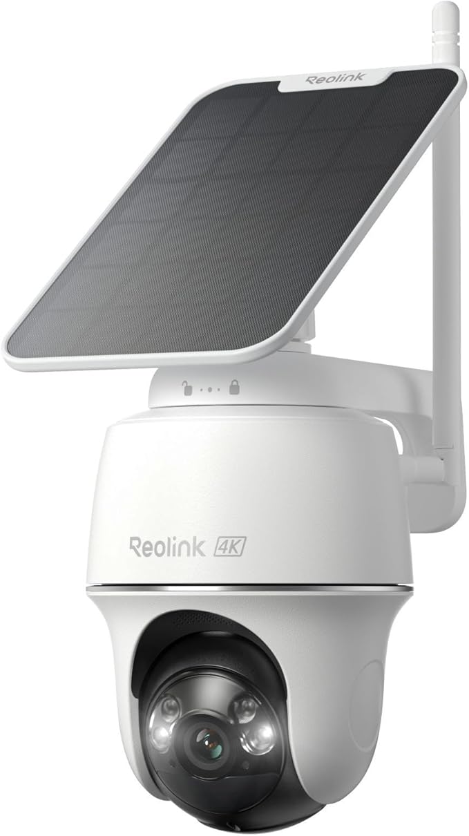 REOLINK First 4K Solar Security Cameras Wireless Outdoor, Argus PT Ultra+Solar Panel, 360° Pan Tilt Auto-Tracking, 8MP Color Night Vision, 2.4/5 GHz Wi-Fi 6, No Subscriptions, Home Hub Compatible