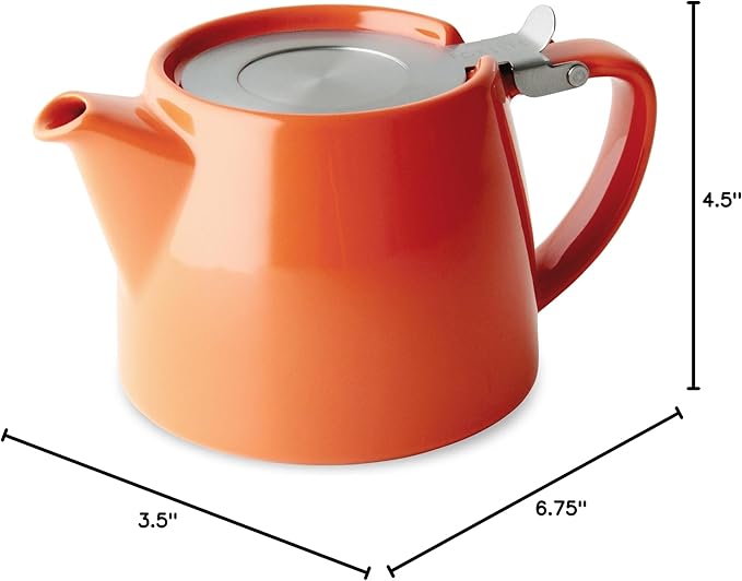FORLIFE Stump Teapot with SLS Lid and Infuser, 18-Ounce, Carrot
