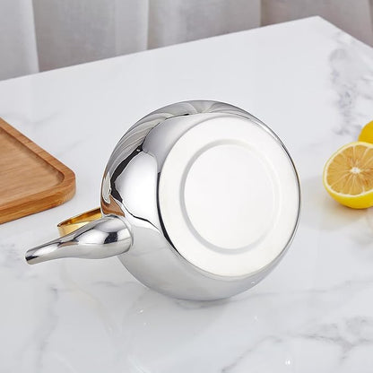 SANQIAHOME 1.3 Quart Stainless Steel Teapot With Infuser,Tea Kettle For Stove Top Minimalist Style