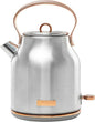 Haden Heritage 1.7 Liter Stainless Steel Electric Kettle, Hot Water Kettle with 360-Degree Base and Auto Shutoff, Steel & Copper