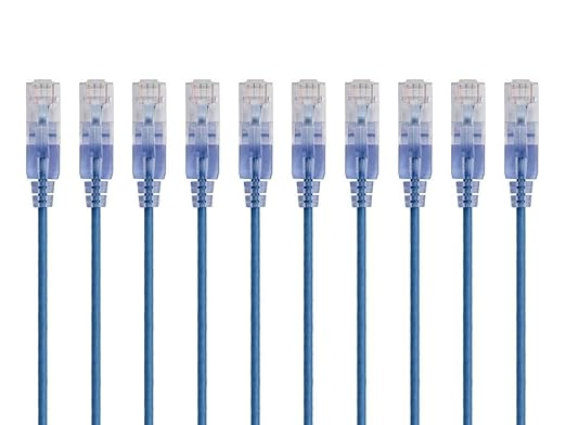 Monoprice Cat6A 5ft Orange 10-Pk Patch Cable UTP 30AWG 10G Pure Bare Copper Snagless RJ45 SlimRun Series Ethernet Cable