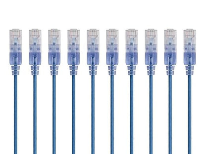 Monoprice Cat6A Ethernet Patch Cable - Snagless RJ45, 550Mhz, 10G, UTP, Pure Bare Copper Wire, 30AWG, 10-Pack, 1 Feet, Black - SlimRun Series