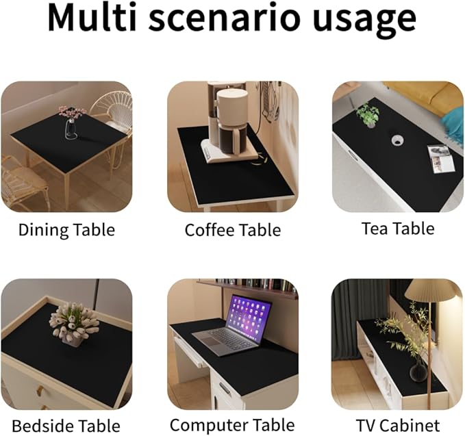 Table Mat - 24x36 Inch Waterproof Anti Overflow Can Cover Up Defects Protect The Surface of Furniture from Scratches Can Be Used for Office Coffee Table Dorm(Black+Gray 24x36)