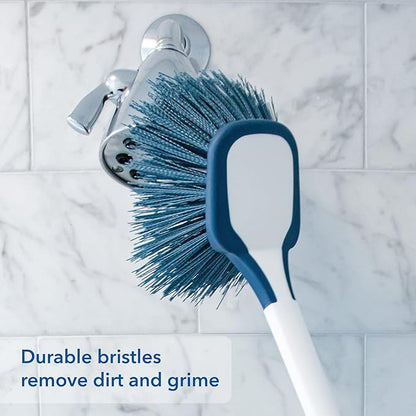 Unger EZ Reach Shower Tub and Tile Scrub Brush, Crevice Bathroom Cleaning Supplies, Non-Scratch Scrubber Tool for Showers, Fixtures, Bathtubs, Drains, Grout, and Marble