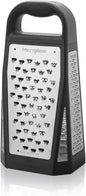 Microplane Elite Five Blade Box Grater with Measuring Cup Base, Five Grating Surfaces Including Fine, Coarse, Double-Sided Ribbon, Ultra-Coarse, and Slicer - Black