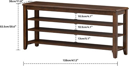 Shoe Bench Storage Rubberwood with Leather Cushion for Entryway Bench Ideal for Hallways Shoe Rack Front Doors Entrances Mudrooms Featuring 3 Height-Adjustable and Removable Shelves