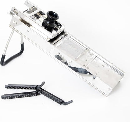 Lehman's Foldable Mandoline Veggie Slicer, Interchangeable Blades for All-In-One Vegetable Slicing, Easy to Clean, Store Flat
