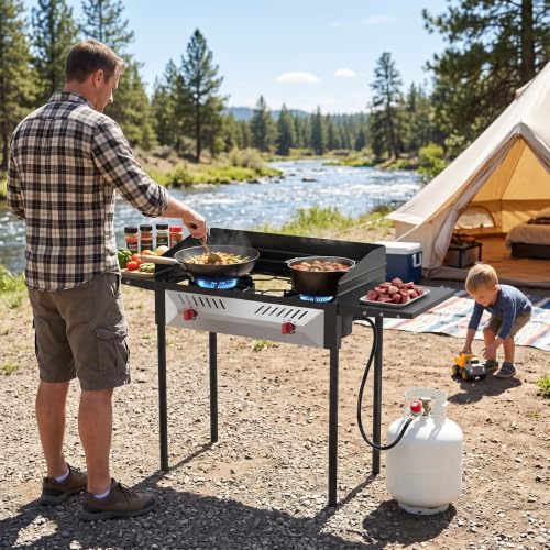 BESTFIRE 2 Burner Propane Gas Stove 150k BTU High Pressure Outdoor Cooker