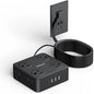 Flat Plug Power Strip with USB C, 6.5FT Flat Extension Cord - 8 AC Outlets and 4 USB(1 USB C), Power Strip with Surge Protector, Wall Mount Charging Station Office Home (Black, 15 FT)