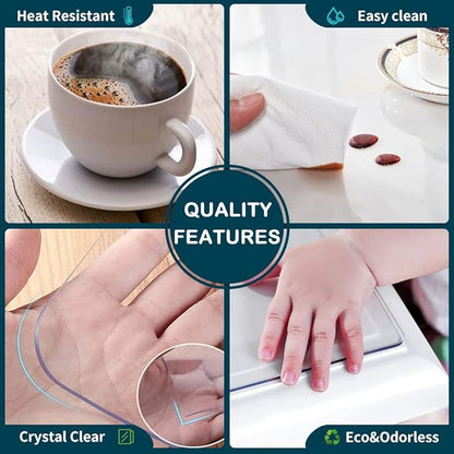40x112 Inch PVC Clear Table Top Protector Glass Plastic Tablecloth Liners Protective Desk Cover Mat PVC Vinyl Dining Room Banquet Screen Protection Pad Polyester Wipeable Heat Resistant Waterproof