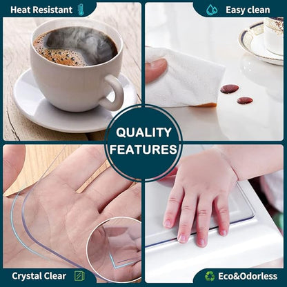 Desk Pad Blotter Clear 16x35.5 Inch Rectangular Plastic Tablecloths Runner Cover Protector Mat for Office Computer Desk Sofa Table Media Stand Top Protective Heat Resistant Rolled Craft Anti Scratch