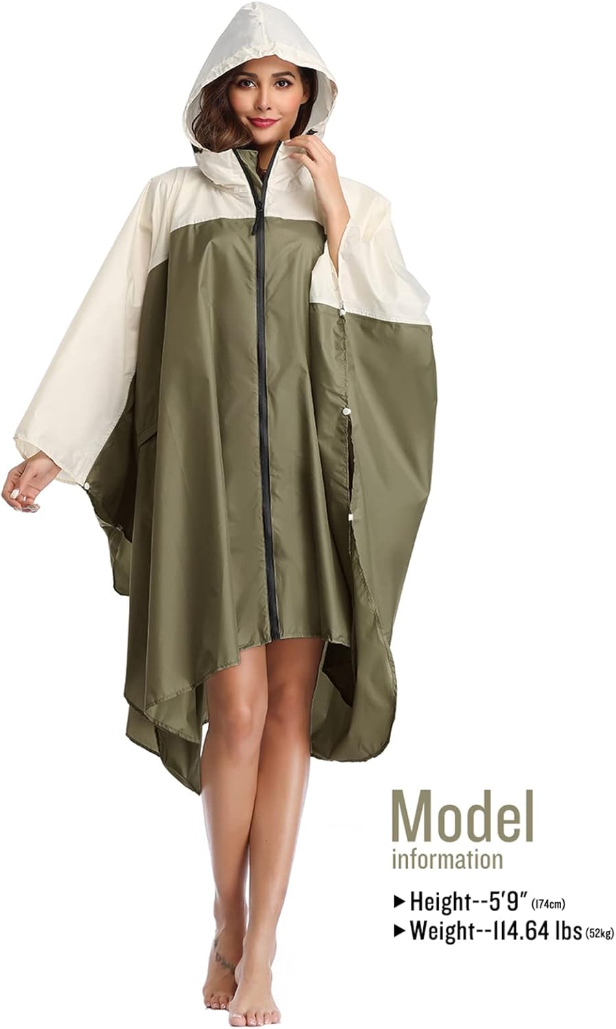SaphiRose Unisex Rain Poncho Hooded Waterproof Raincoat for Adults Women