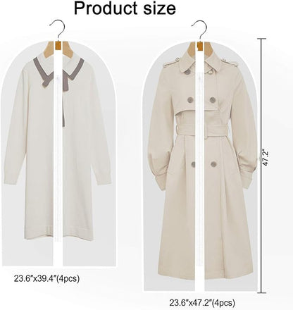 Pwsap 8Pack Breathable Clothes Covers with Zip, Hanging Garment Covers Bags Dress Bag Covers MothProof Mens Suit Storage Bag Dust Cover for Wardrobe Storage and Travel
