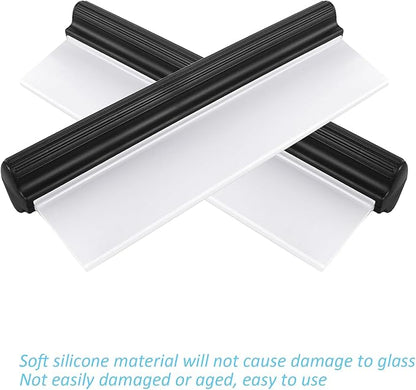 2pack 12inch Car Drying Squeegee Water Blade Universal Quick Drying Squeegee Wiper Flexible T-Bar Water Blade Silicone Squeegee for Car,Glass,Windshield,Bathroom Black Handle