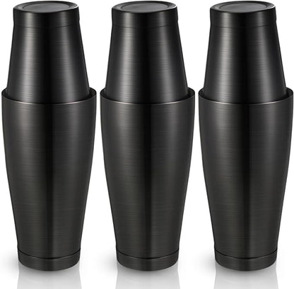 Sabary 6 Pcs Cocktail Shakers Professional Bar Shaker Boston Set Stainless Steel Martini Drink Mixer Basic Tool Weighted Shake Metal Can Cocktail Shaker Set, 18 Oz, 28 oz (Sanding Black)