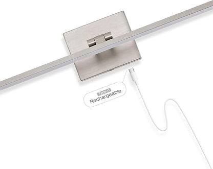 JONATHAN Y JYL7163D Santino 28" Modern Minimalist Swivel Integrated Dimmable LED Rechargeable Picture Light with Touch Sensor for Bedroom, Living Room, Kitchen, Office, Nickel