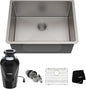 KRAUS Standart PRO™ 23-inch 16 Gauge Undermount Single Bowl Stainless Steel Kitchen Sink with WasteGuard™ Continuous Feed Garbage Disposal, KHU101-23-100-75MB