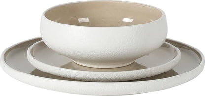 Gibson Elite Pacifco Beach Plates and Bowls Sets, 12-Piece Stoneware Dinnerware