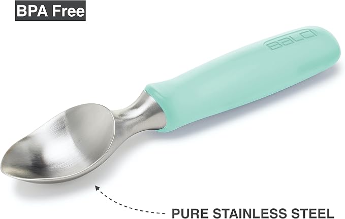 BALCI Ice Cream Scoop - Heavy Duty Stainless Steel Icecream Scooper With Non-Slip Rubber Grip - Professional Metal Ice-Cream Spade - Dishwasher Safe – Mint