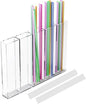 Straw Holder for Cabinet Door, Clear Acrylic Straw Holder Fits Different Lengths, Fully Enclosed Design for Neat Cabinet Organization