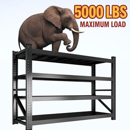 Heavy Duty Garage Shelving Unit 5000LBS, 59" W Storage Shelves 4 Tier Metal Shelves Adjustable, Industrial Storage Shelf for Warehouse, Basement, Pantry