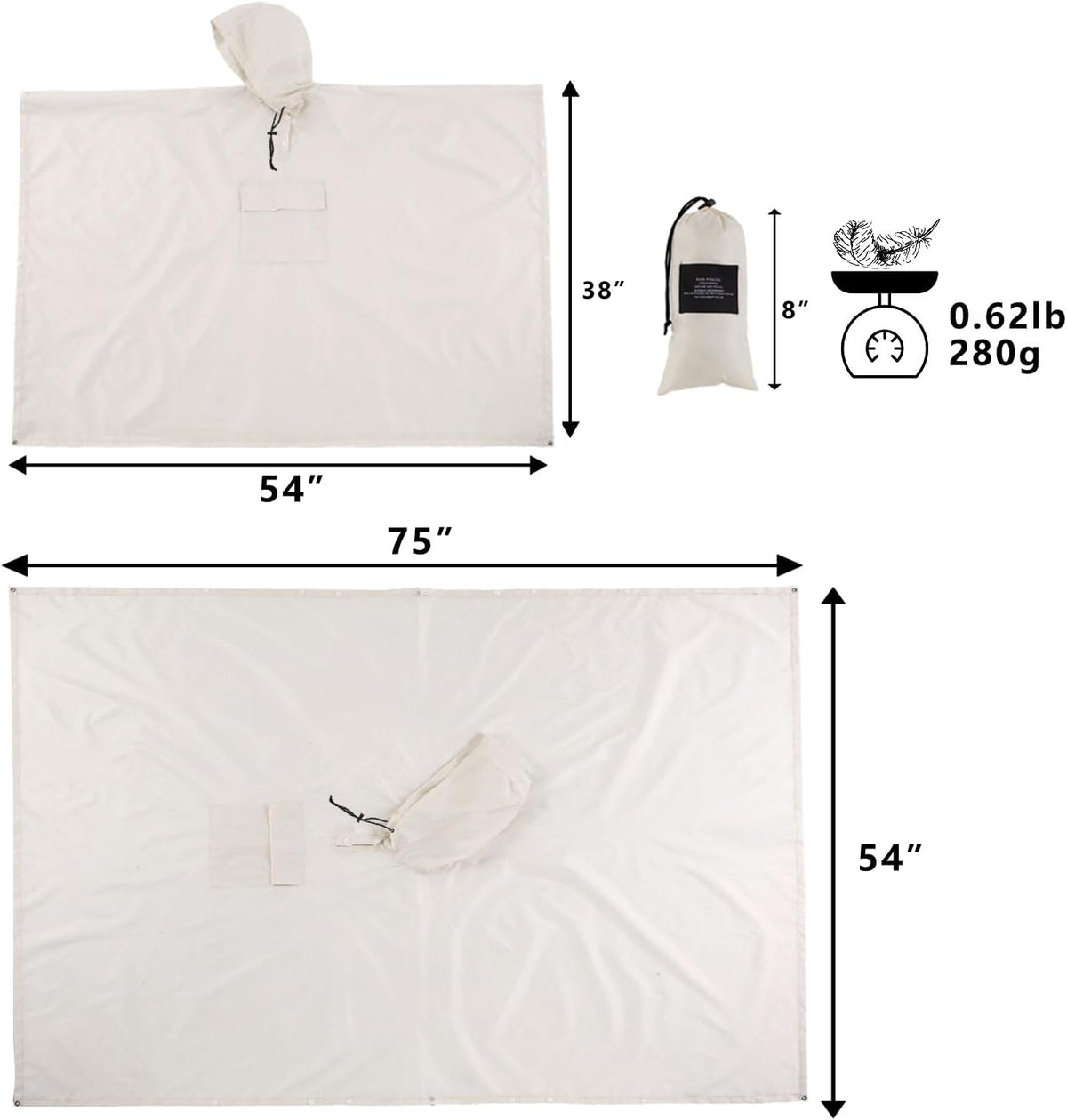 salamra Hooded Rain Poncho Waterproof Raincoat Jacket for Men/Women/Adults with Pocket