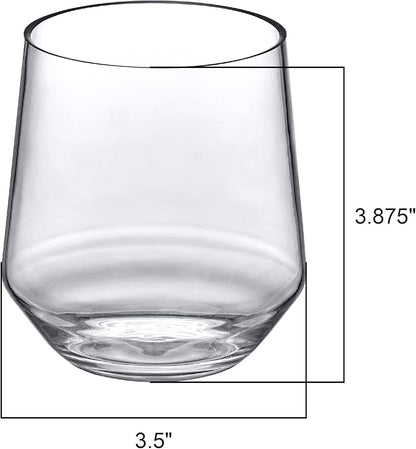 Amazing Abby - Sammy - 14-Ounce Unbreakable Tritan Wine Glasses (Set of 6), Plastic Stemless Wine Tumblers, Reusable, BPA-Free, Dishwasher-Safe, Perfect for Poolside, Outdoors, Camping, and More