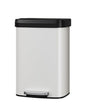 Garvee 13 gal / 50 L Metal Trash Can with Lid, Large Garbage Can for Kitchen, Rustproof Step-on Kitchen Metal Trash Bin with Liner Rim, Rear Handle, Soft Close Plastic Lid, White